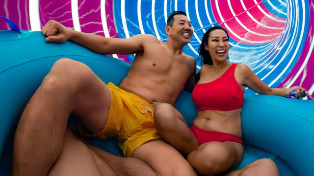 Enjoying the waterslides in Category 6 Waterpark on board of Icon of the Seas.