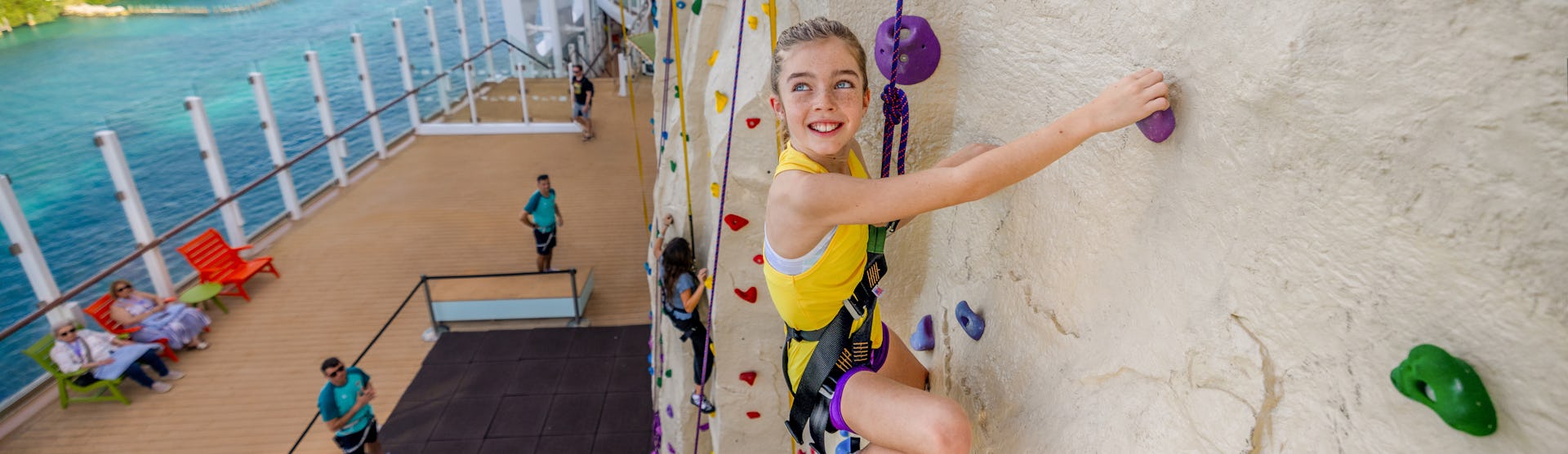 Exploring boundaries at Adrenaline Peak climbing park on board of Icon of the Seas.