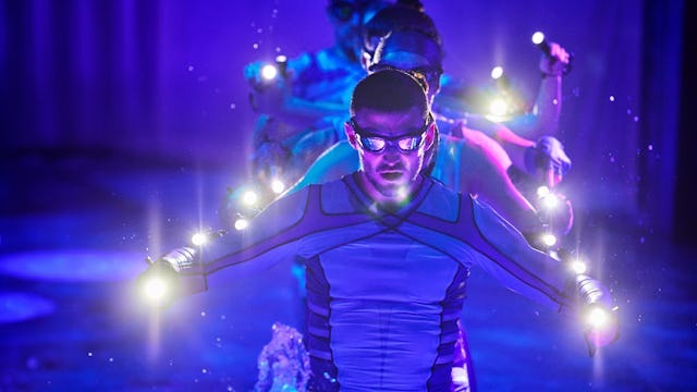 A group of performers at the AquaTheater on board of the Icon of the Seas.